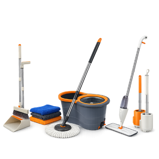 Klyntec mops, brushes, wipers, cloths, bucket and cleaning accessories
