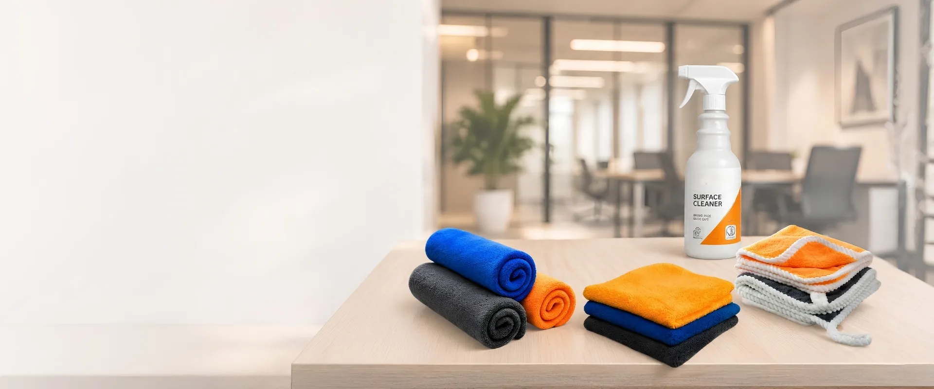 Microfibre cleaning cloths and surface cleaner